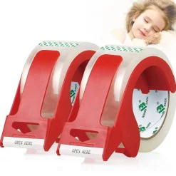 Heavy Duty Clear Packing Tape,2 Rolls with refillable Dispenser,Noiseless Packaging Tape 1.88 Inches x 55 Yards,Industrial Grade Boxes Shipping Tape for Moving,Mailing and Storages