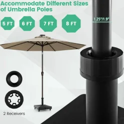 Heavy-Duty Mobile Umbrella Base with Wheels – Fillable Stand for 1.25