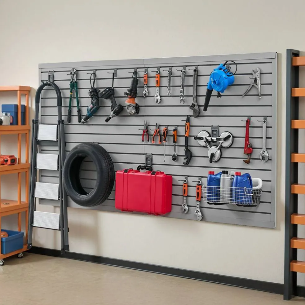 Heavy Duty PVC Slat Wall Panels 8 Pack Garage Wall Organizer System