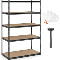 Heavy Duty 5-Tier Garage Shelving Unit Adjustable Metal Storage Rack with MDF Boards 2200 lbsCapacity for Garage Kitchen Workshop