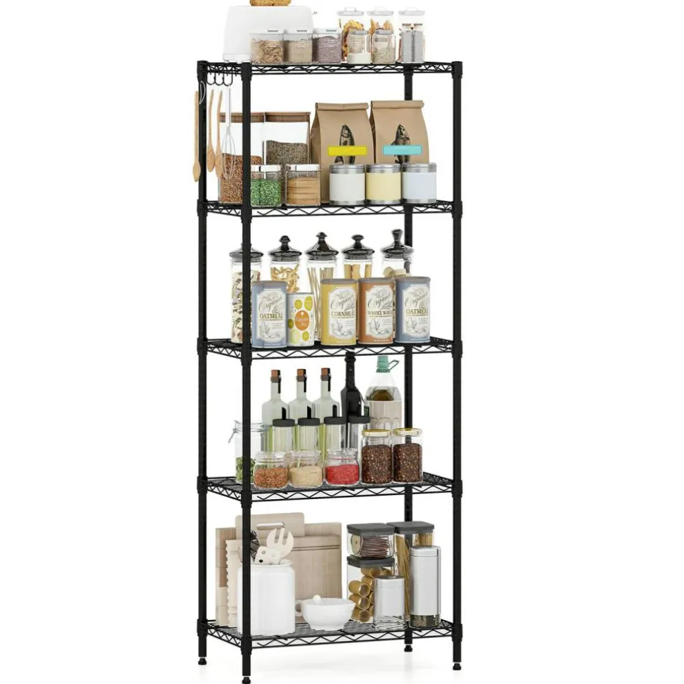 Heavy Duty 5-Tier Metal Storage Shelves Adjustable Wire Rack 750 lbs