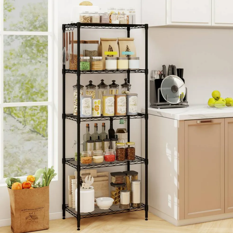 Heavy Duty 5-Tier Metal Storage Shelves Adjustable Wire Rack 750 lbs