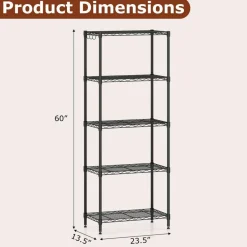 Heavy Duty 5-Tier Metal Storage Shelves Adjustable Wire Rack 750 lbs