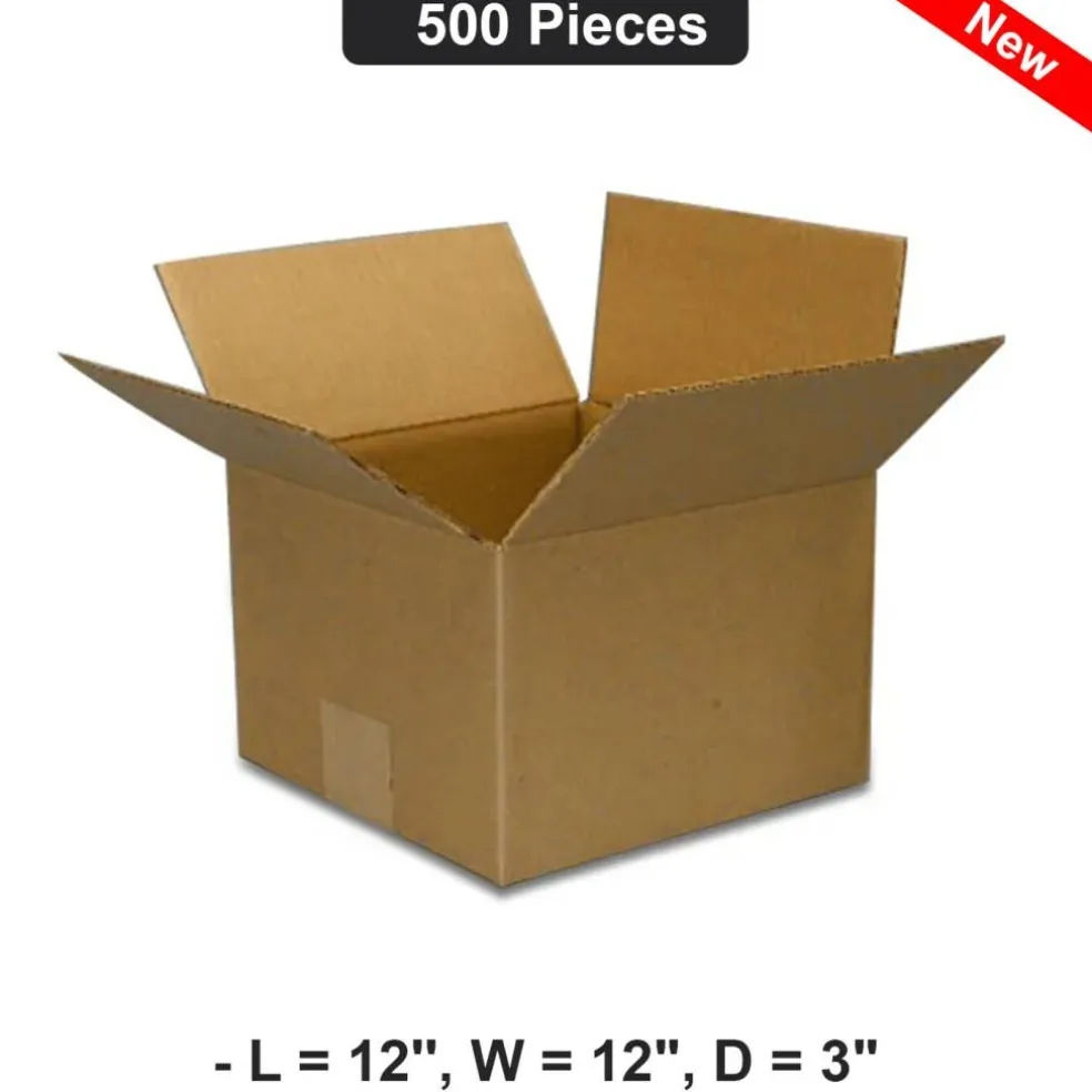 Heavy Duty 12x12x3 Inch Cardboard Box Shipping & Storage