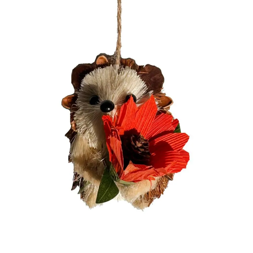 3.5" Hedgehog with Flower Decorative Natural Ornament by Ashland®
