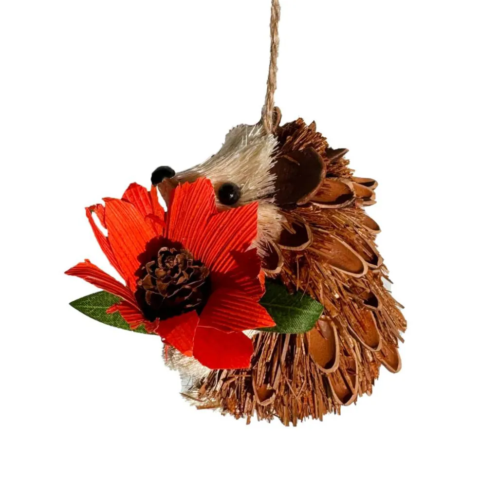 3.5" Hedgehog with Flower Decorative Natural Ornament by Ashland®