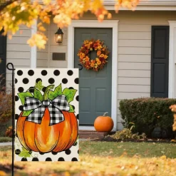 Hello Fall Pumpkin Garden Flag 12x18 Inch Double Sided Autumn Burlap Yard Flag, Thanksgiving Outdoor Porch Lawn Seasonal Home Decoration Banner