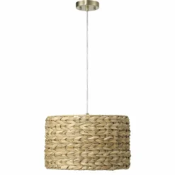 Hello Honey® Bella Natural Metal & Handwoven Wicker Drum Ceiling Light
