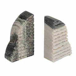 Hello Honey® 5" Black Mélange Carved Marble Bookend Set