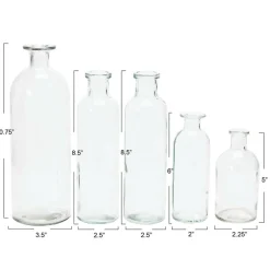 Hello Honey® Black Wood Tray with Glass Bottle Vases Set
