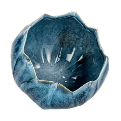 Hello Honey® 7" Blue Reactive Glaze Scalloped Edge Stoneware Planter