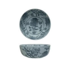 Hello Honey® 10" Blue & White Aviary Garden Stoneware Bowl