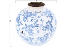 Hello Honey® 8" Blue & White Crackle Floral Terra Cotta Vase