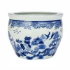 Hello Honey® 12.25" Blue & White Hand-Painted Stoneware Planter