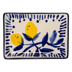Hello Honey® Blue & Yellow Lemon Stoneware Plate, 12ct.
