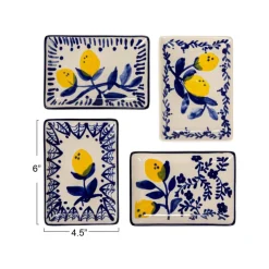 Hello Honey® Blue & Yellow Lemon Stoneware Plate, 12ct.