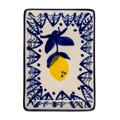 Hello Honey® Blue & Yellow Lemon Stoneware Plate, 12ct.
