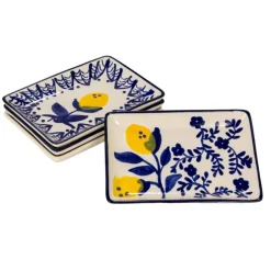 Hello Honey® Blue & Yellow Lemon Stoneware Plate, 12ct.