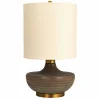 Hello Honey® Brown Stone Glaze Round Stoneware Table Lamp with Classic Cream Drum