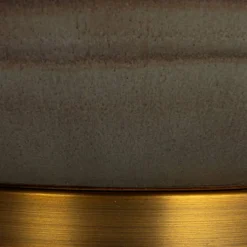 Hello Honey® Brown Stone Glaze Round Stoneware Table Lamp with Classic Cream Drum