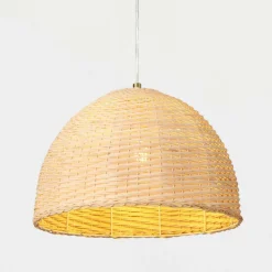 Hello Honey® Calypso Natural Metal & Handwoven Wicker Dome Ceiling Light