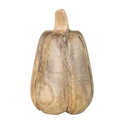 Hello Honey® Carved Mango Wood Pumpkin Figurine, Stained Finish