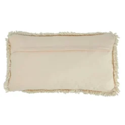 Hello Honey® Cream & Red "Peachy" Tufted Wool & Cotton Lumbar Pillow