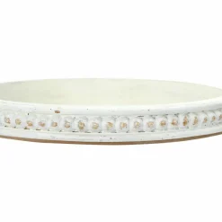 Hello Honey® 16" Decorative Round Wood Tray with Hobnail Edge