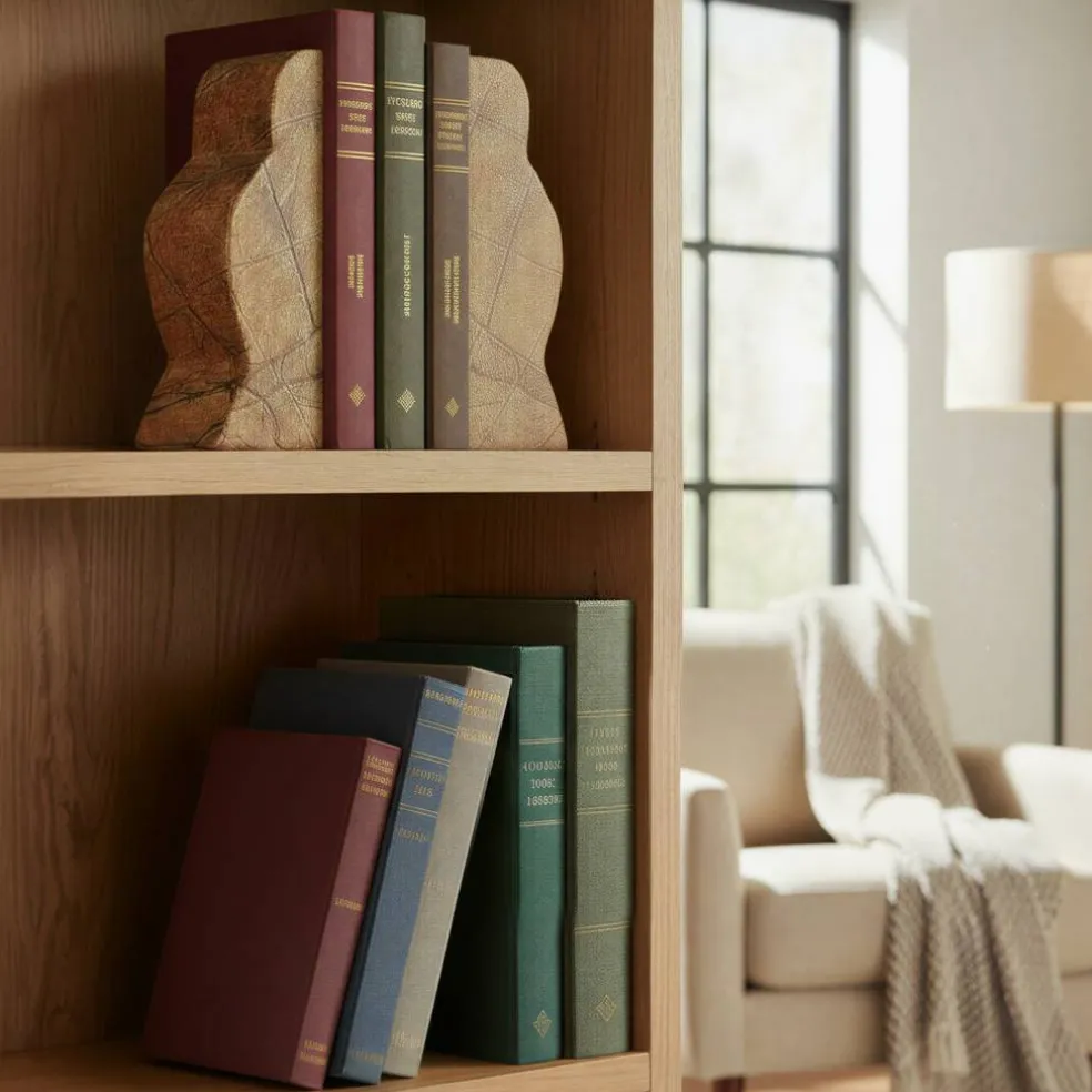 Hello Honey Decorative Travertine Wave Bookends