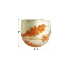 Hello Honey Etched Mercury Glass Tealight/Votive Candleholder, Matte Silver Finish and Coral