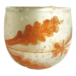 Hello Honey Etched Mercury Glass Tealight/Votive Candleholder, Matte Silver Finish and Coral