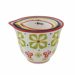 Hello Honey® Floral Hand-Stamped Stoneware Measuring Cup Set