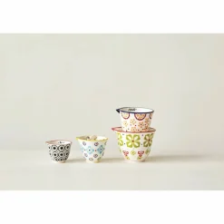 Hello Honey® Floral Hand-Stamped Stoneware Measuring Cup Set