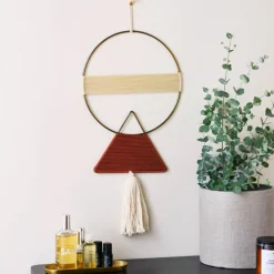 Hello Honey® Geometric Metal & Cotton Wall Hanging with Tassel