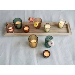 Hello Honey® Glass Votive Candle Holders & Wood Tray Set