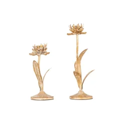 Hello Honey® Gold Metal Flower Shaped Taper Candle Holder Set