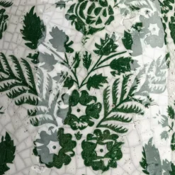 Hello Honey® 10.75" Green & White Flower Patterned Terra Cotta Planter Vase with Crackle Glaze