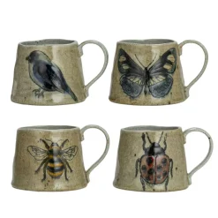 Hello Honey® Insect & Bird Design Stoneware Mug Set