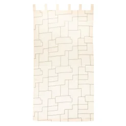 Hello Honey® 84" Ivory and Black Modern Cotton Curtain Panel with Geometric Embroidery