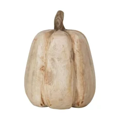 Hello Honey® Large Carved Mango Wood Pumpkin Figurine, Stained Finish