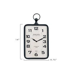 Hello Honey® Metal Rectangle Hanging Clock with Handle Decoration on Top