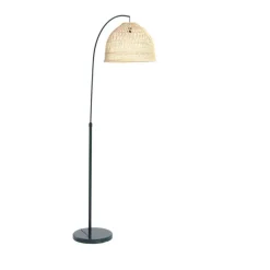 Hello Honey® Modern Boho Floor Lamp with Marble Base & Rattan Shade