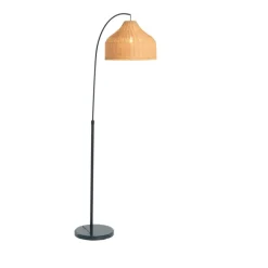 Hello Honey® Modern Boho Floor Lamp with Marble Base & Rattan Shade