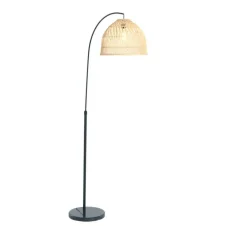 Hello Honey® Modern Boho Floor Lamp with Marble Base & Rattan Shade