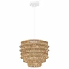 Hello Honey® 15.25" Natural Boho Handwoven Paper Rope & Metal Ceiling Pendant Lamp