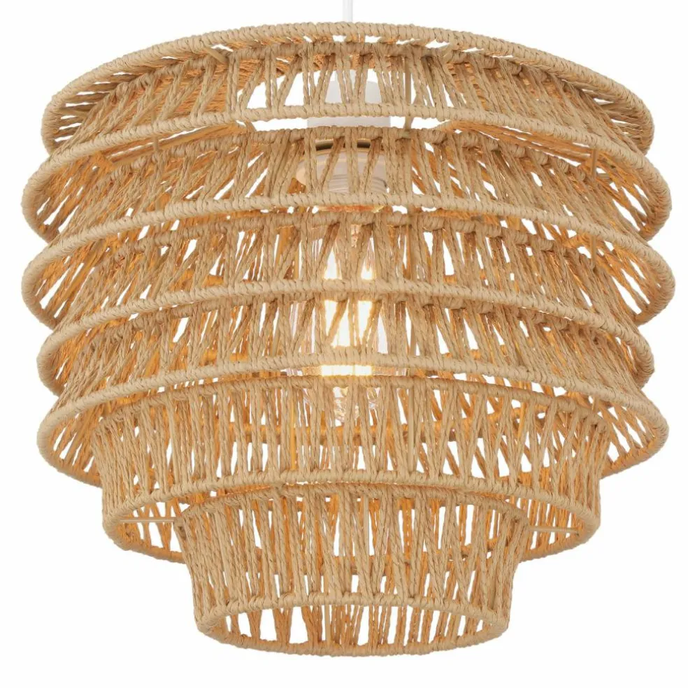 Hello Honey® 15.25" Natural Boho Handwoven Paper Rope & Metal Ceiling Pendant Lamp