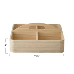 Hello Honey® 9.75" Natural Quartet Sectional Paulownia Wood Organizer