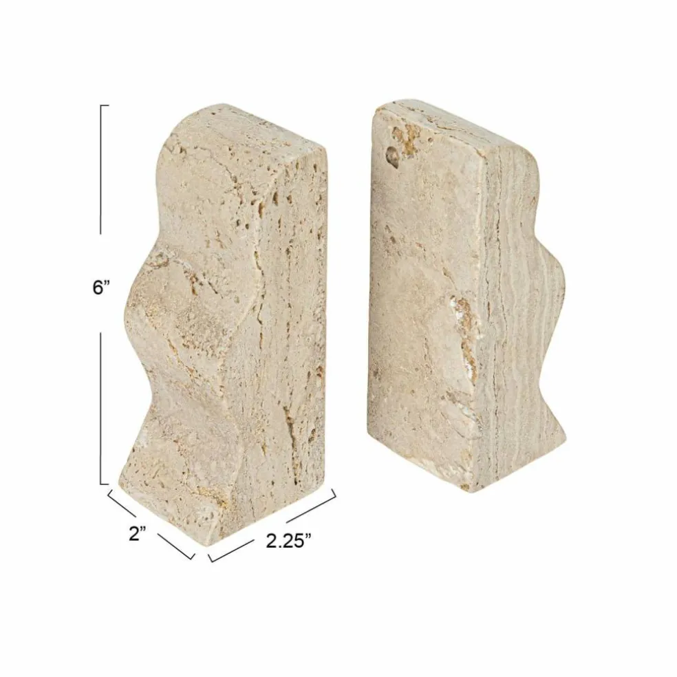 Hello Honey® 6" Natural Travertine Wave Bookends Set