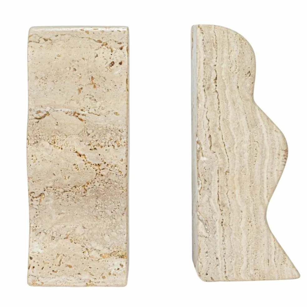 Hello Honey® 6" Natural Travertine Wave Bookends Set