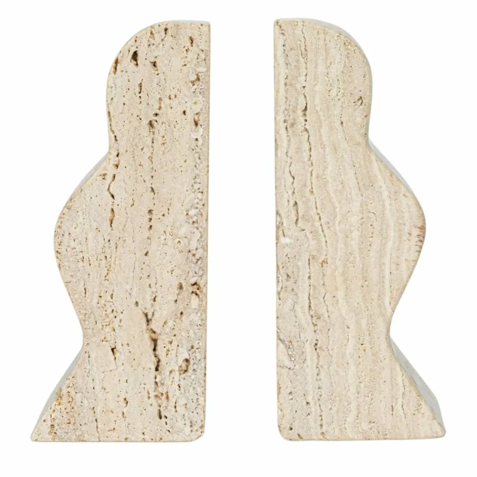Hello Honey® 6" Natural Travertine Wave Bookends Set